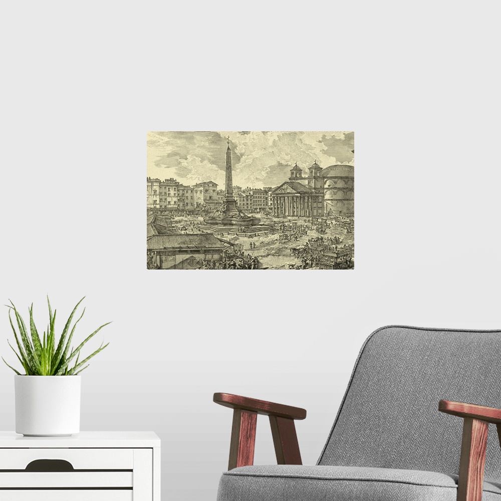 A modern room featuring Piranesi View of Rome V