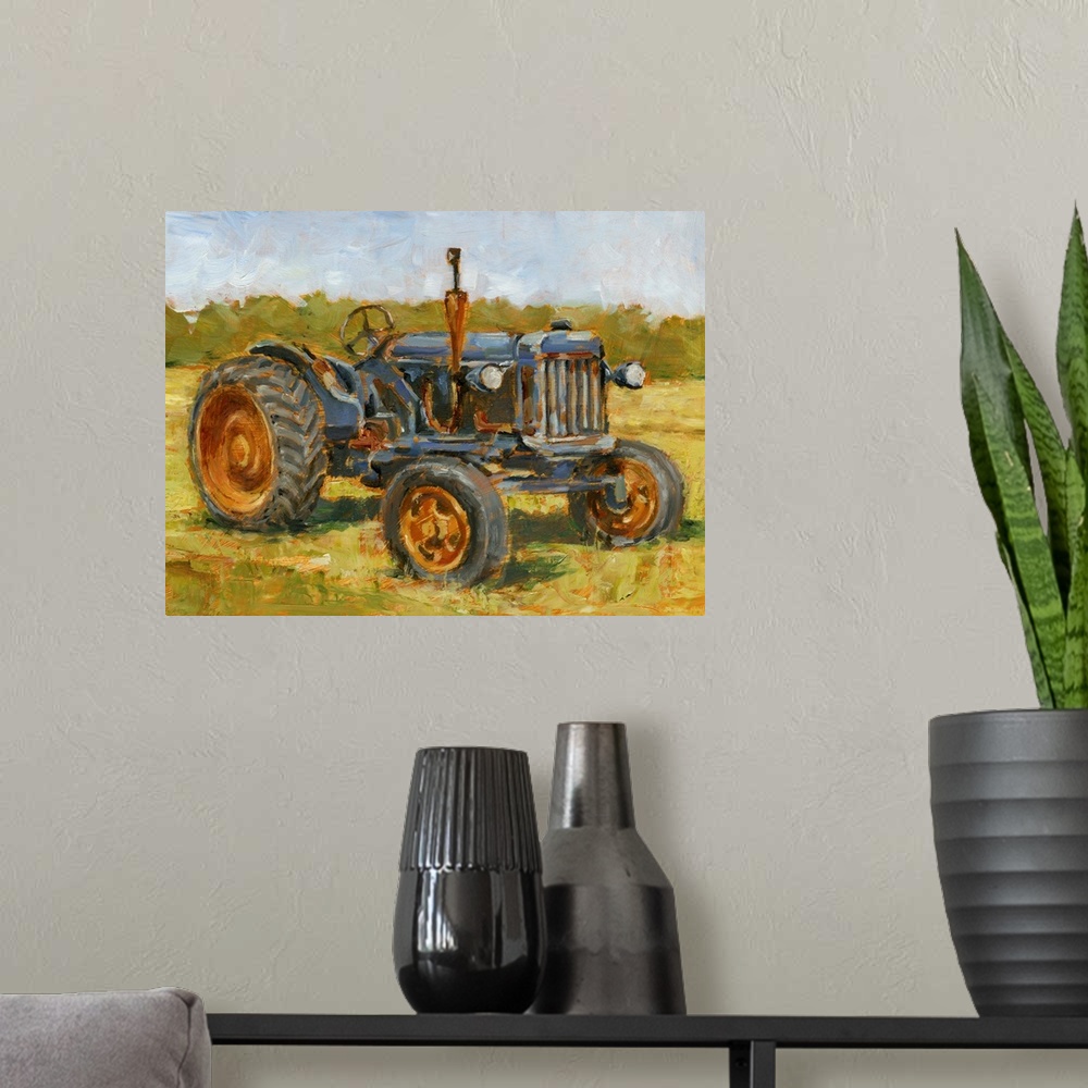 A modern room featuring Rustic Tractors III