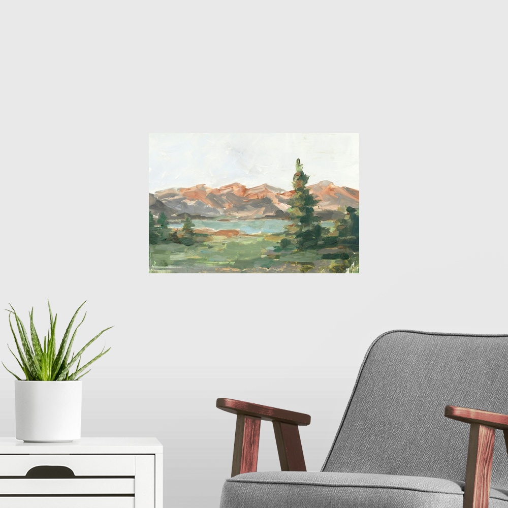 A modern room featuring Rusty Mountains II