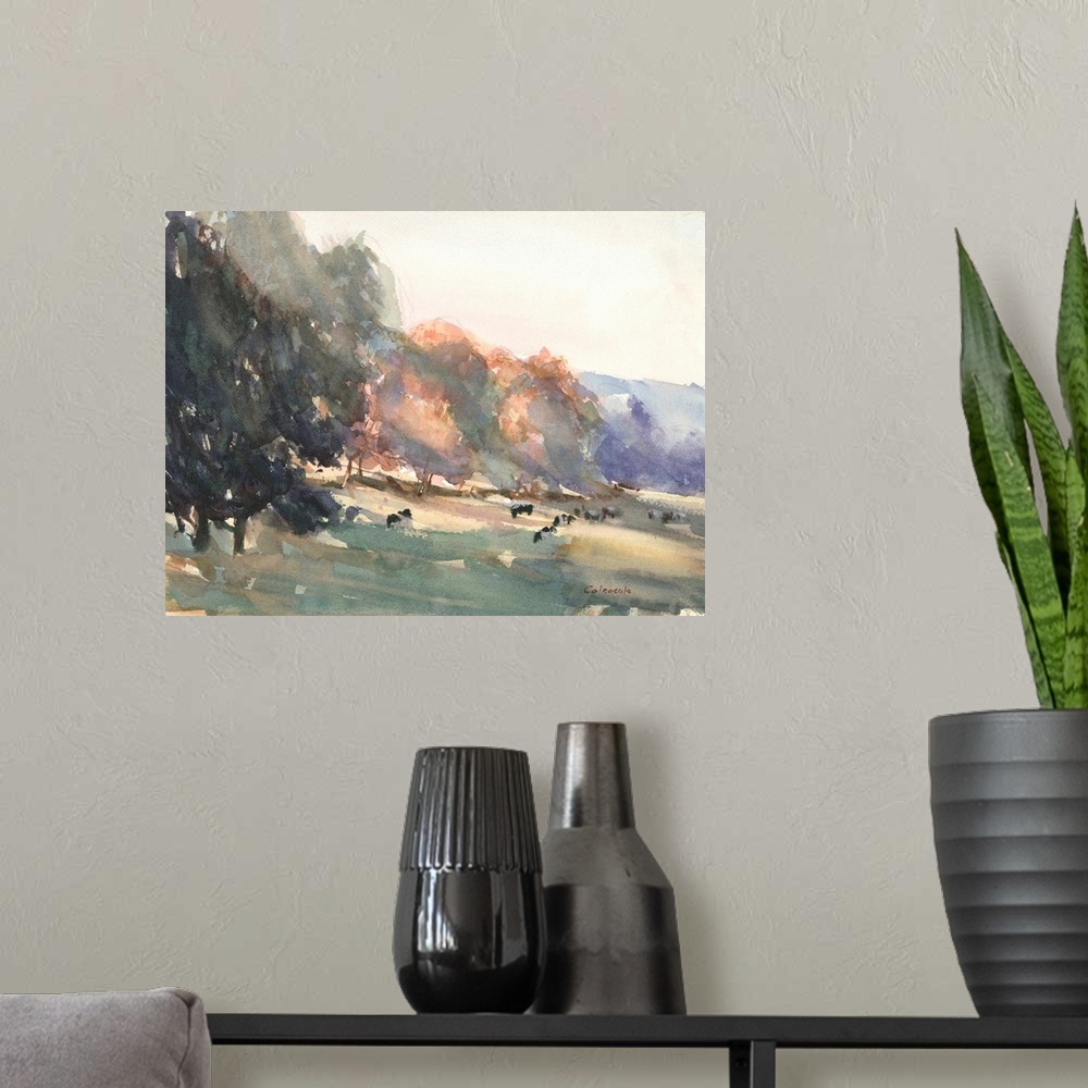A modern room featuring Sunlit Pasture II
