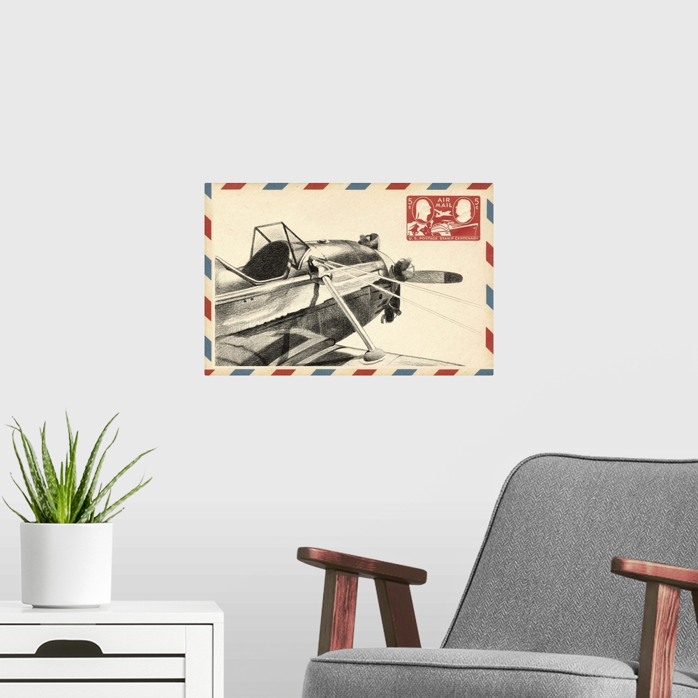 A modern room featuring Vintage Airmail I