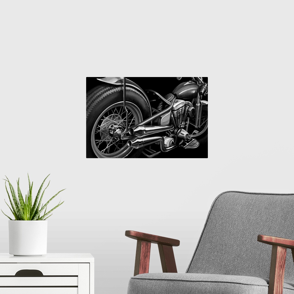 A modern room featuring Vintage Motorcycle II