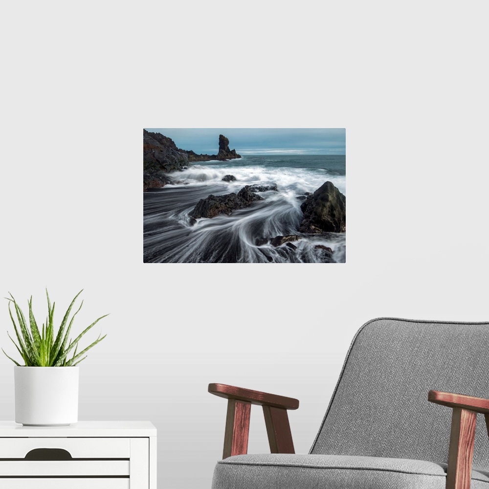 A modern room featuring This time-lapsed photograph allows the viewer to experience this tranquil fleeting moment.