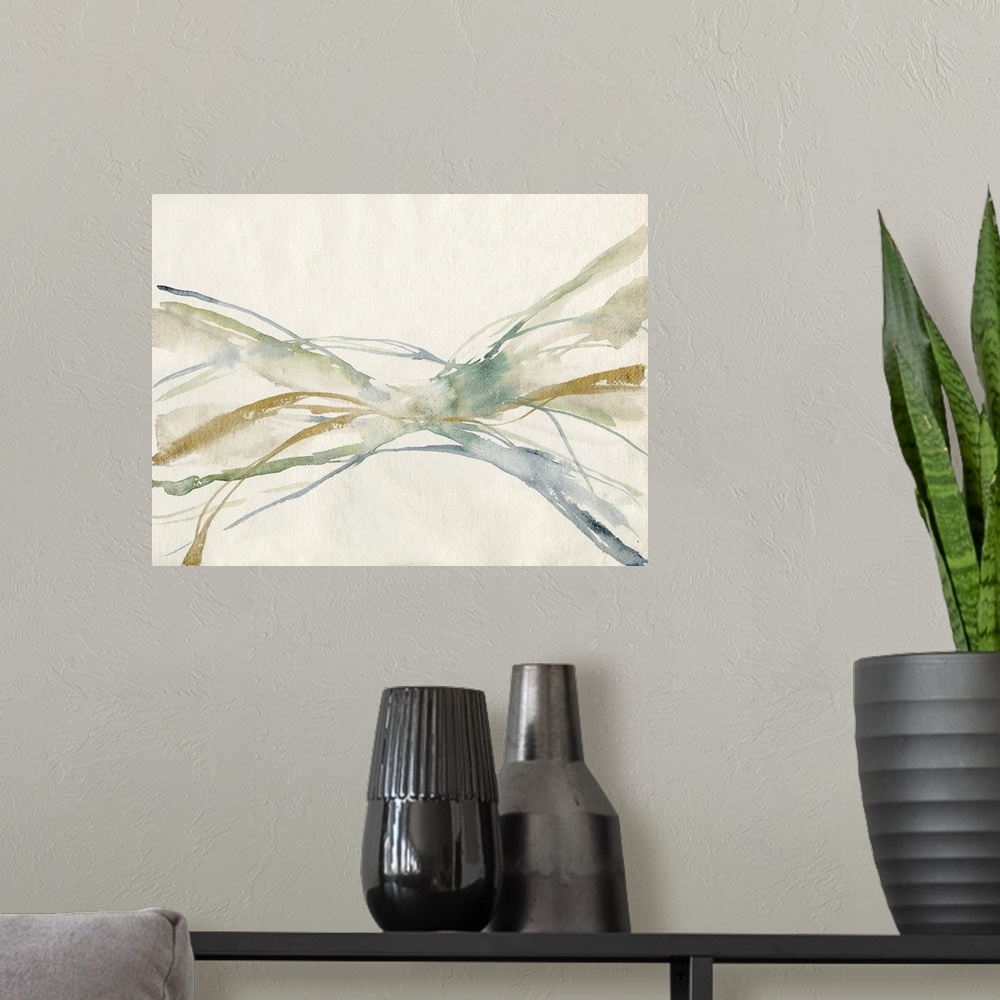 A modern room featuring Watercolor Waves II