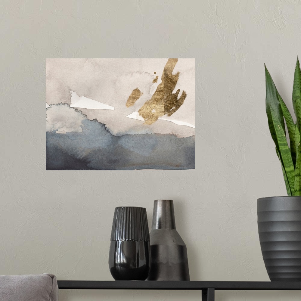 A modern room featuring Watercolor With Gold I