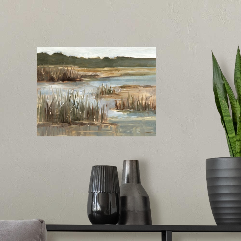 A modern room featuring Wetland Grasses I