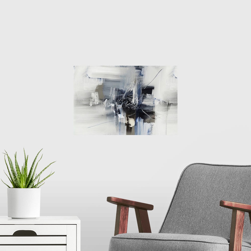 A modern room featuring Winter Abstraction I