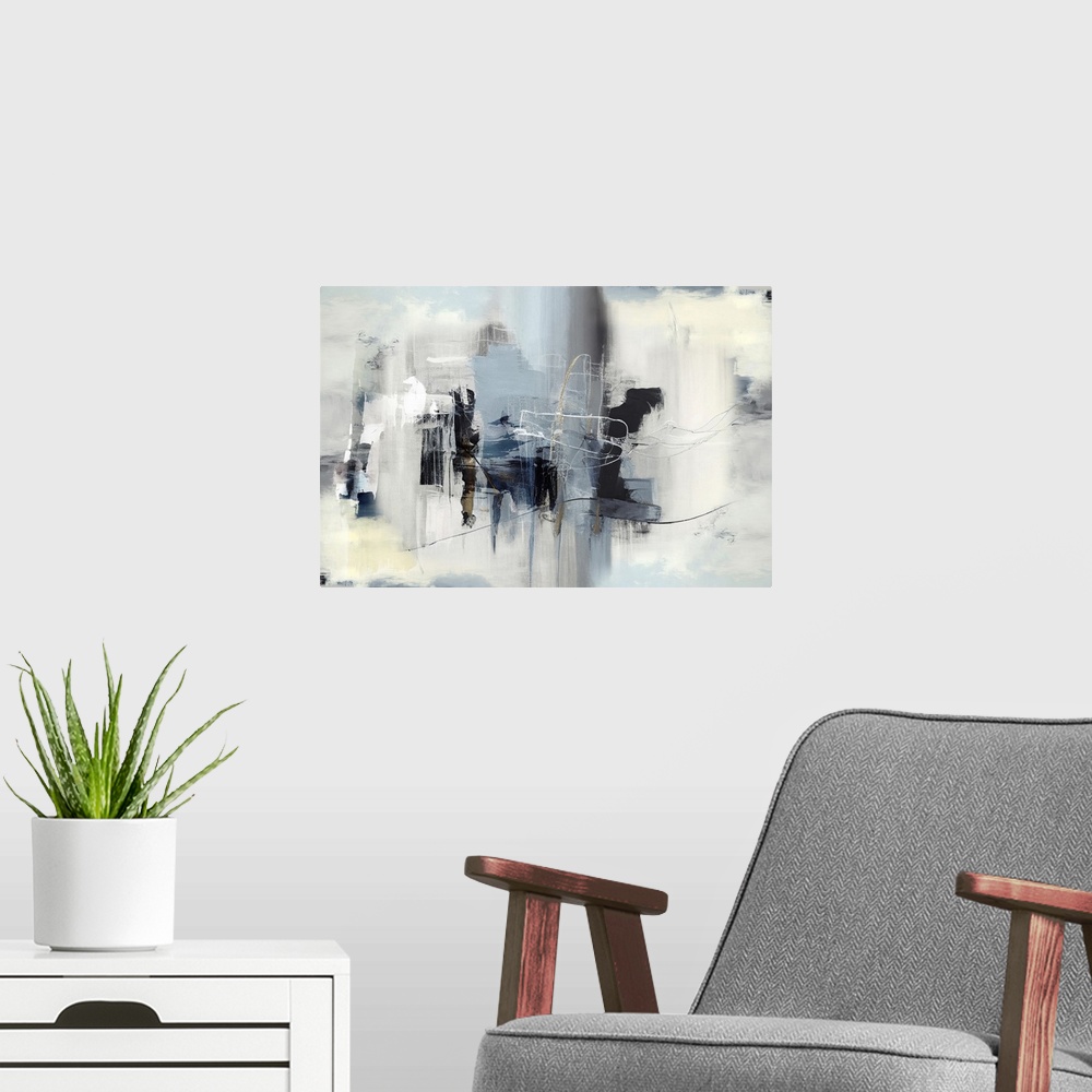 A modern room featuring Winter Abstraction II