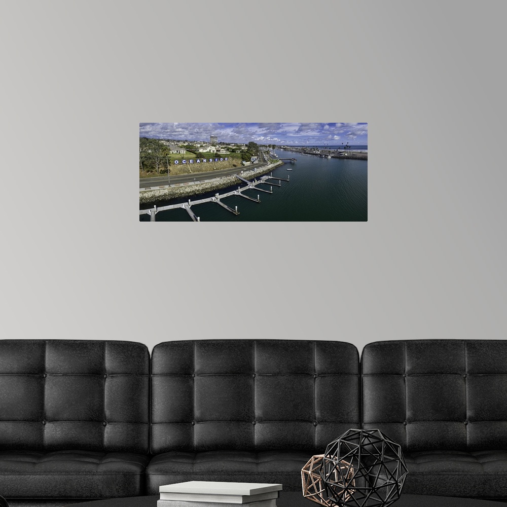 A modern room featuring Oceanside is a favorite Southern California tourism destination. This is sunny Oceanside Harbor.