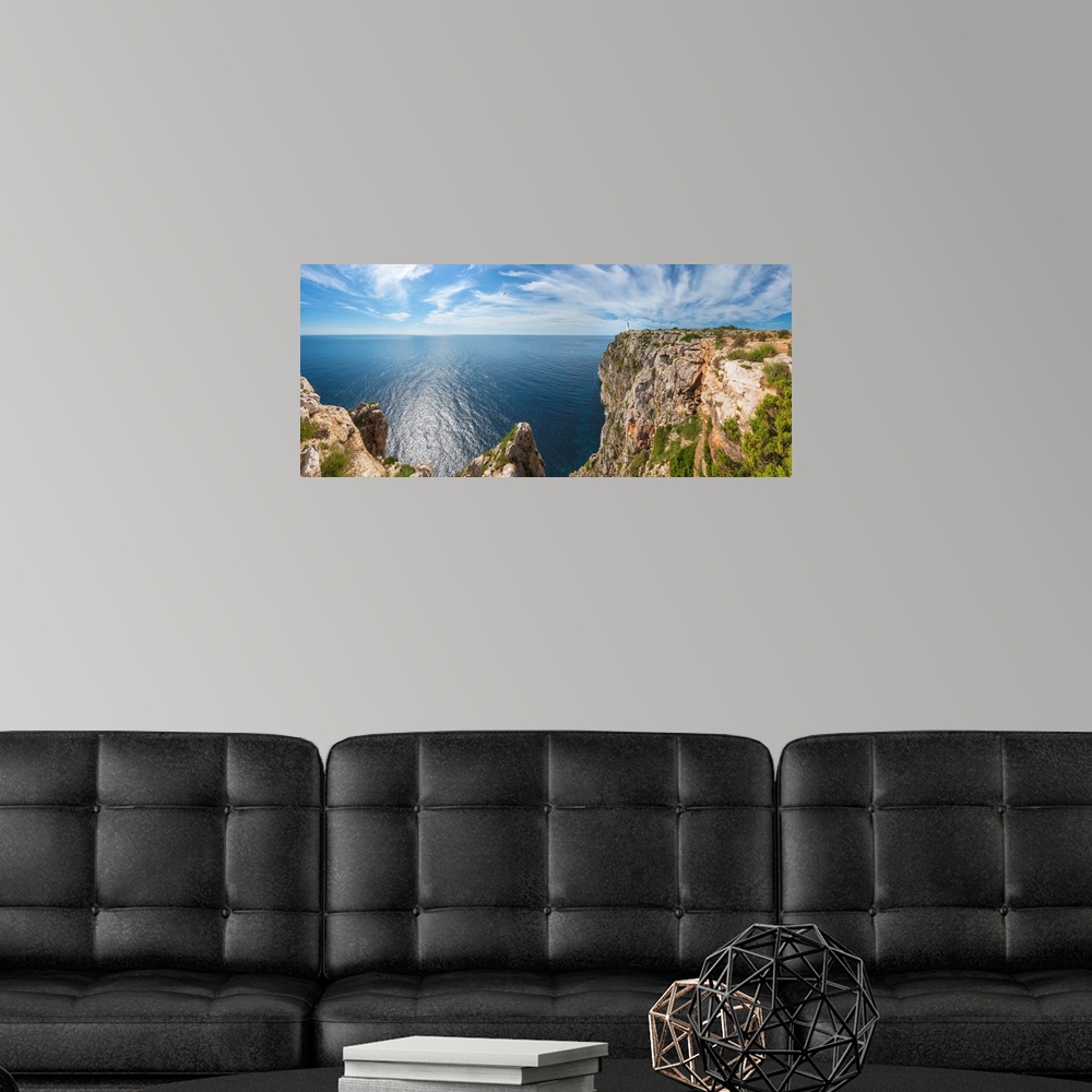 A modern room featuring Spain, Balearic Islands, Mediterranean sea, Formentera, Far de la Mola Lighthouse.