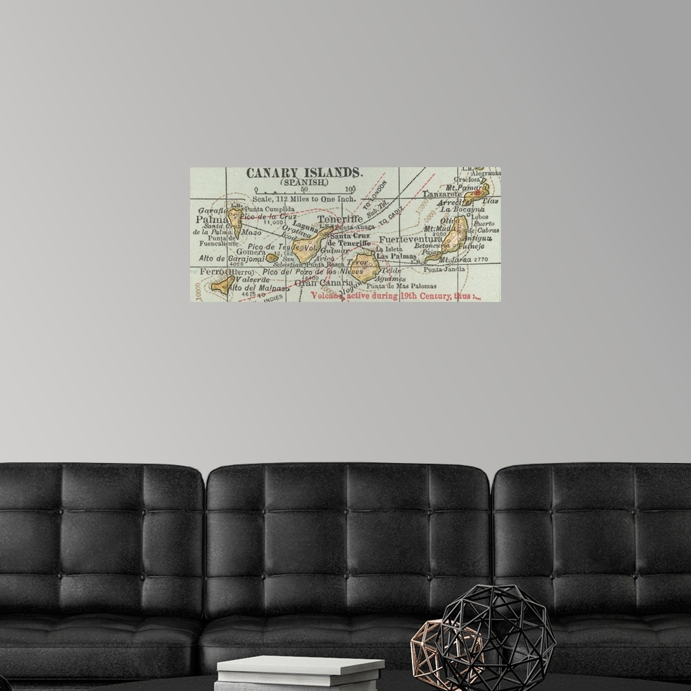 A modern room featuring Canary Islands - Vintage Map