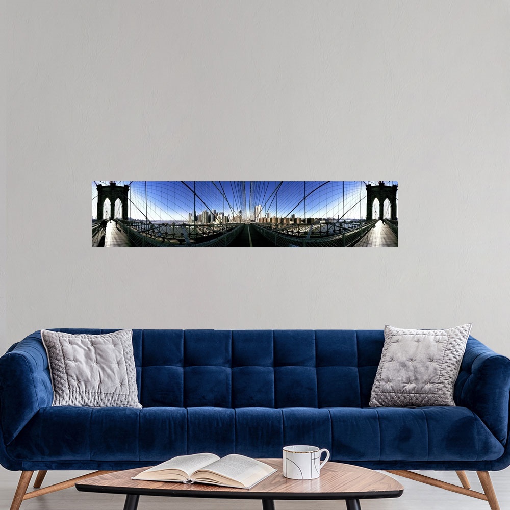 A modern room featuring 360 degree view of a bridge Brooklyn Bridge East River Brooklyn New York City New York State