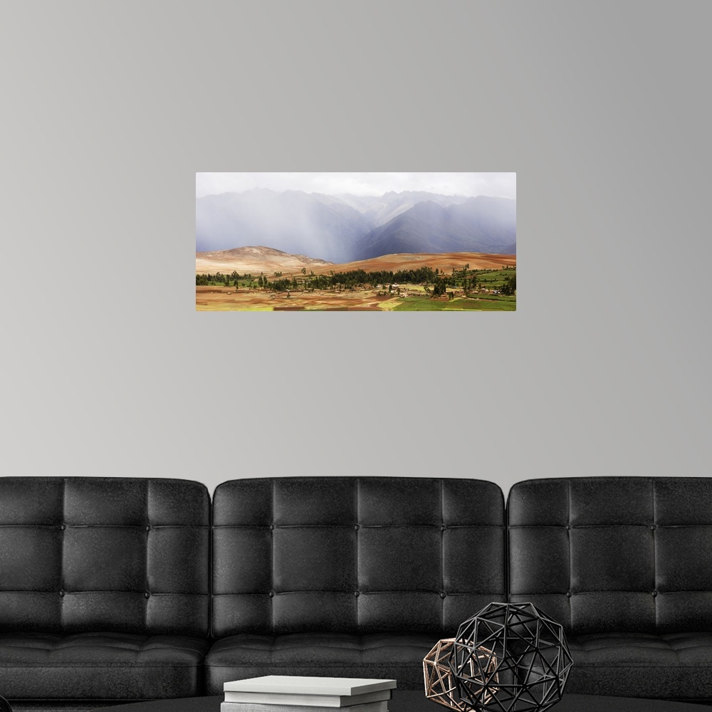 A modern room featuring Clouds over mountains, Andes Mountains, Urubamba Valley, Cuzco, Peru