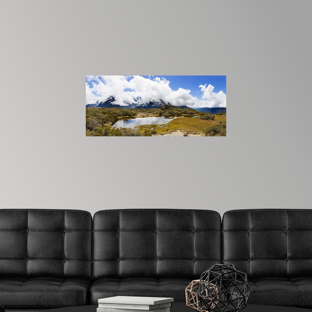 A modern room featuring Clouds over mountains, Key Summit, Fiordland National Park, South Island, New Zealand