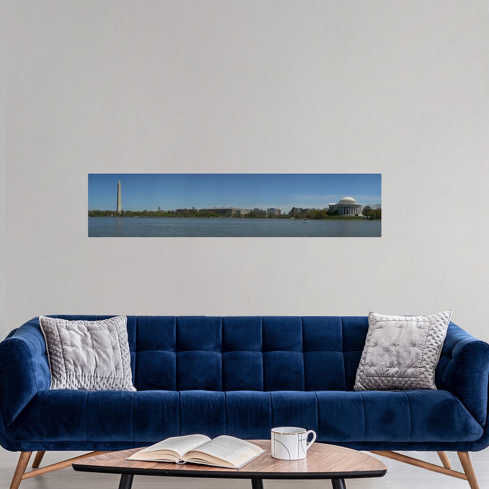 A modern room featuring Monuments at the waterfront, Washington Monument, Jefferson Memorial, Tidal Basin of the Potomac ...