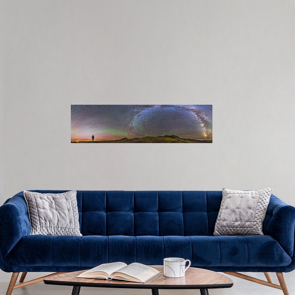 A modern room featuring August 25, 2014 - A 360 degree panorama of the landscape and skyscape at Grasslands National Park...