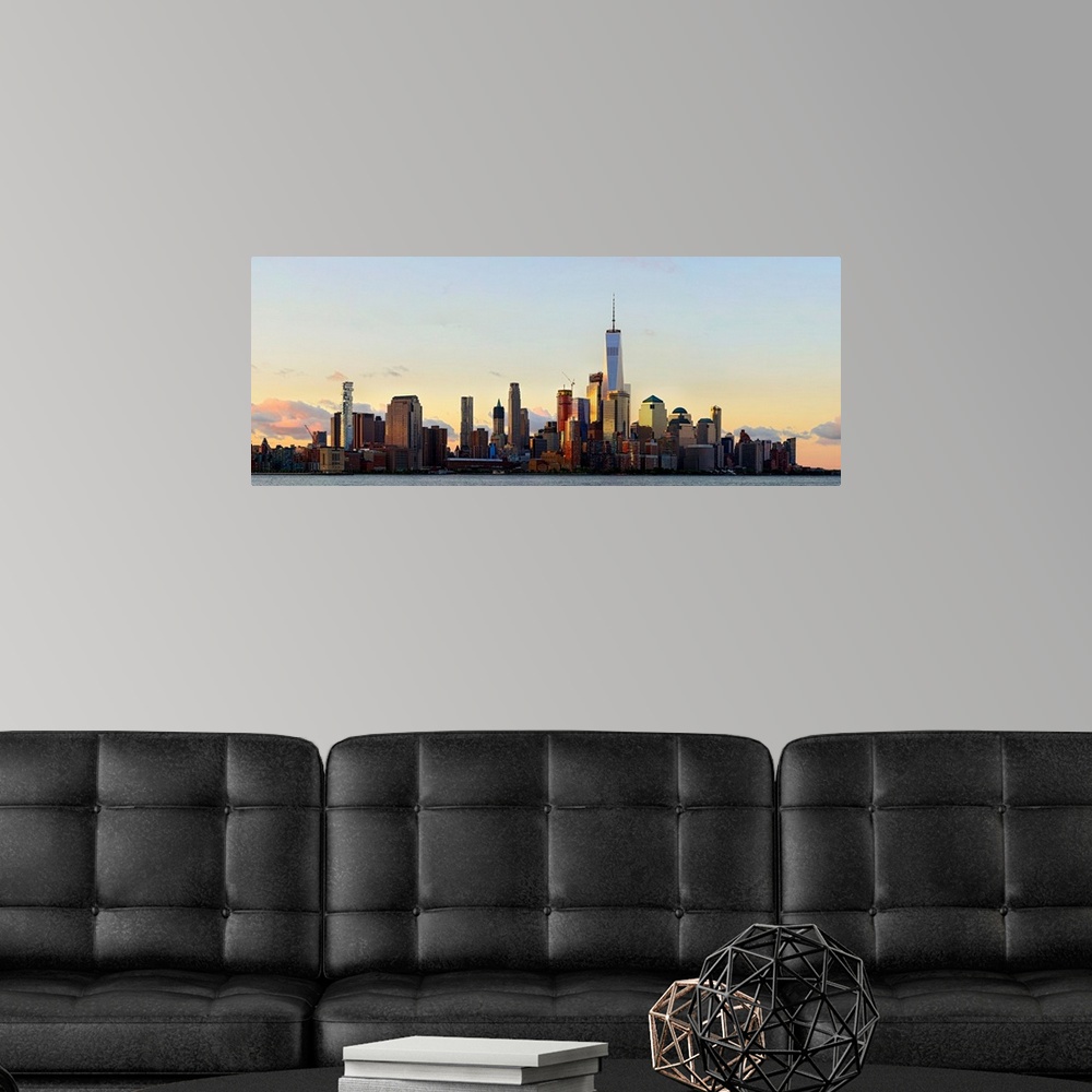 A modern room featuring Lower Manhattan Panoramic View From Hoboken