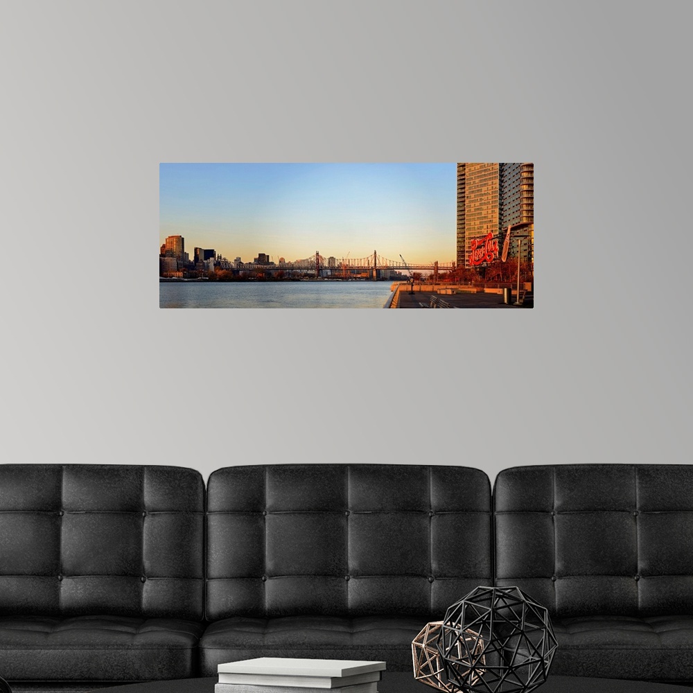 A modern room featuring Queensboro Bridge Panoramic View At Sunset