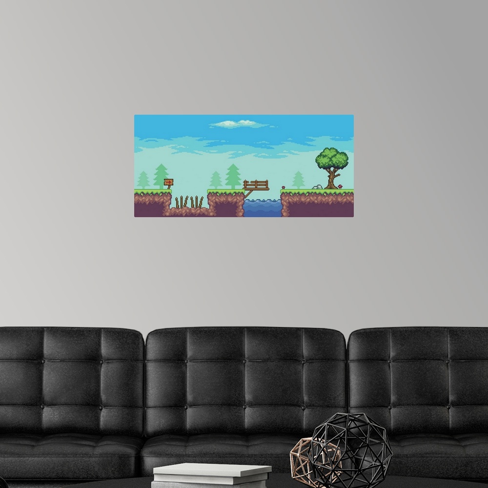 A modern room featuring Pixel Landscape II