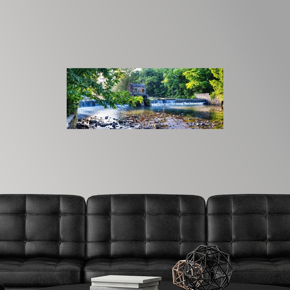 A modern room featuring Panoramic Image of an Old Dam with a Waterfall on the Whippany River, Speedwell Lake Park, Morris...