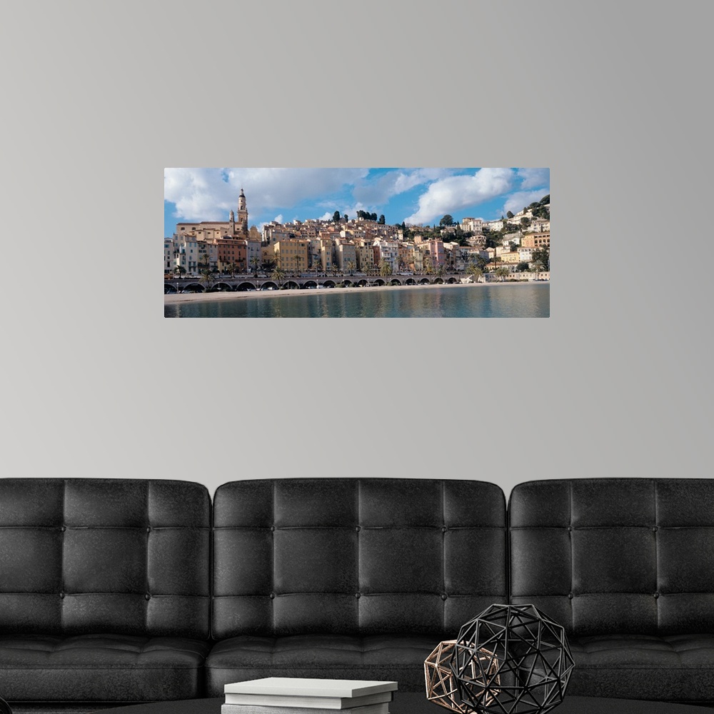 A modern room featuring Buildings at the waterfront Menton French Riviera Alpes Maritimes Provence Alpes Cote DAzur France
