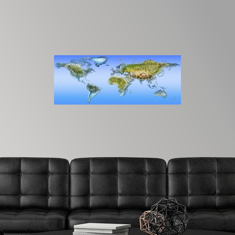 A modern room featuring Close up of a world map
