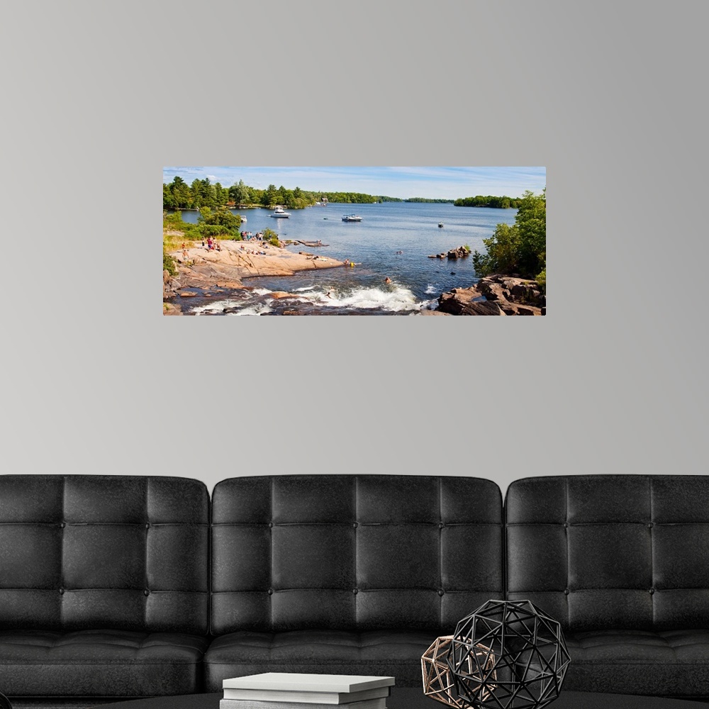 A modern room featuring Tourists enjoying at lakeside, Muskoka, Ontario, Canada