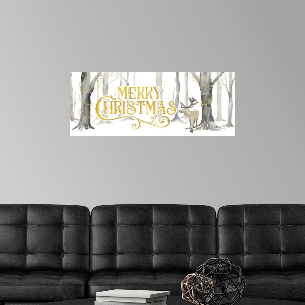 A modern room featuring Christmas Forest Panel I - Merry Christmas