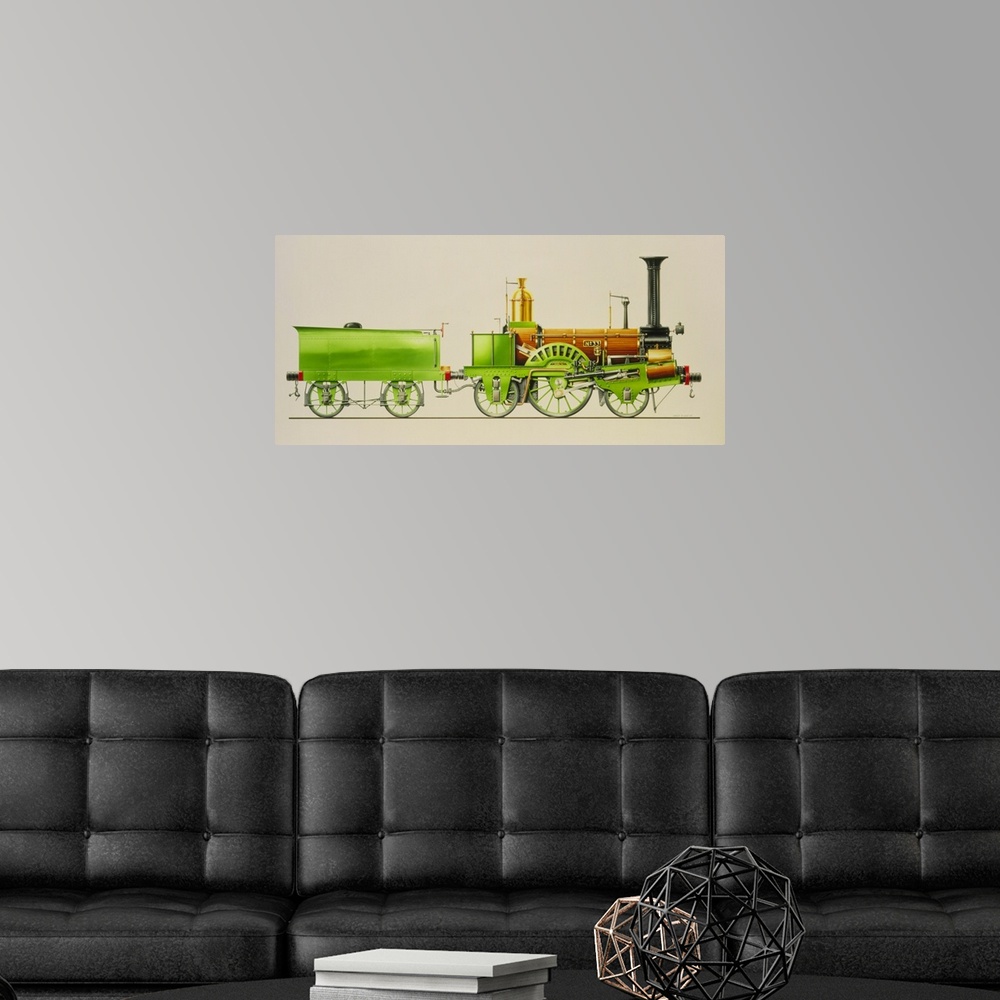 A modern room featuring Steam locomotive. Illustration of a 19th century steam locomotive. This example, the Saint Pierre...