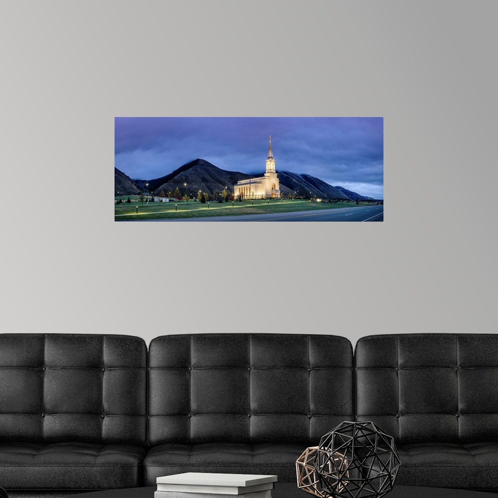 A modern room featuring The Star Valley Wyoming Temple is located in Afton, Wyoming. The design of the temple was modeled...