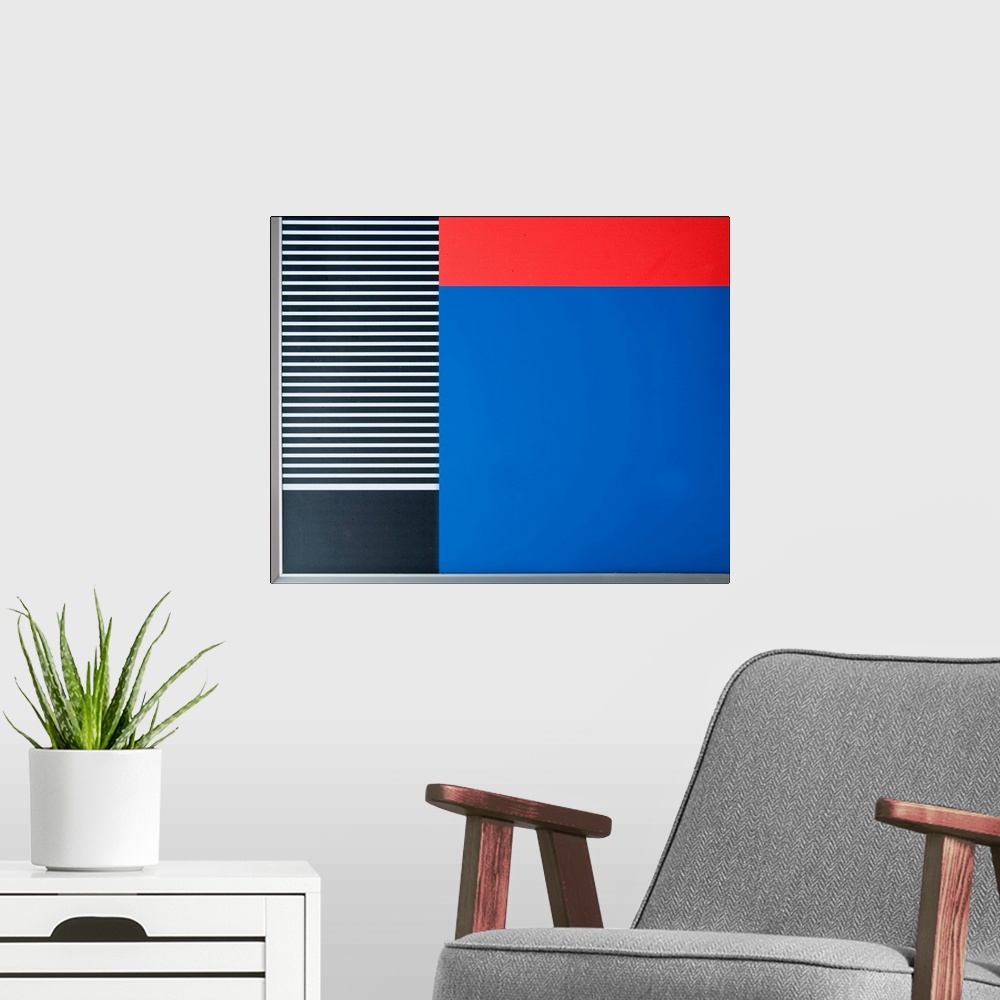 A modern room featuring Abstract composition of stripes and colors in the Picture and Sound in Hilversum, Netherlands.