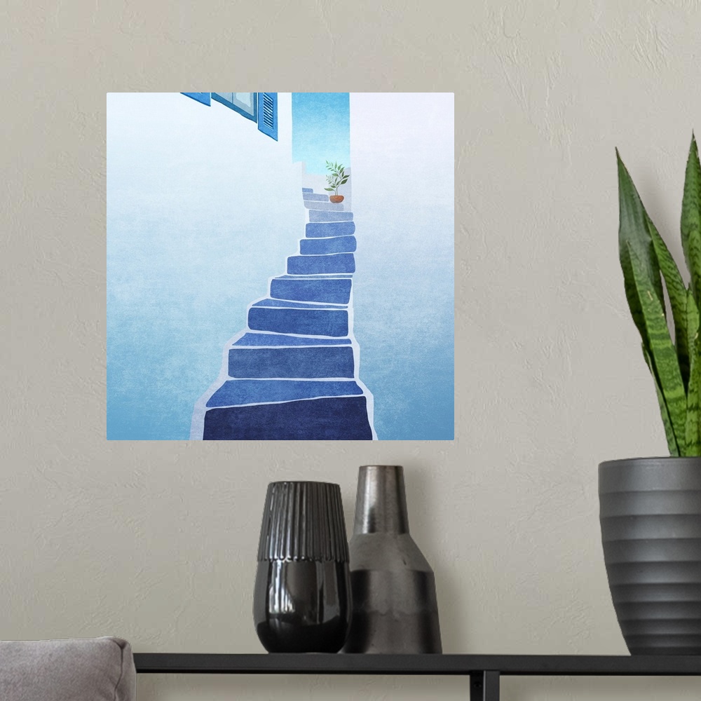 A modern room featuring Greece Stairs