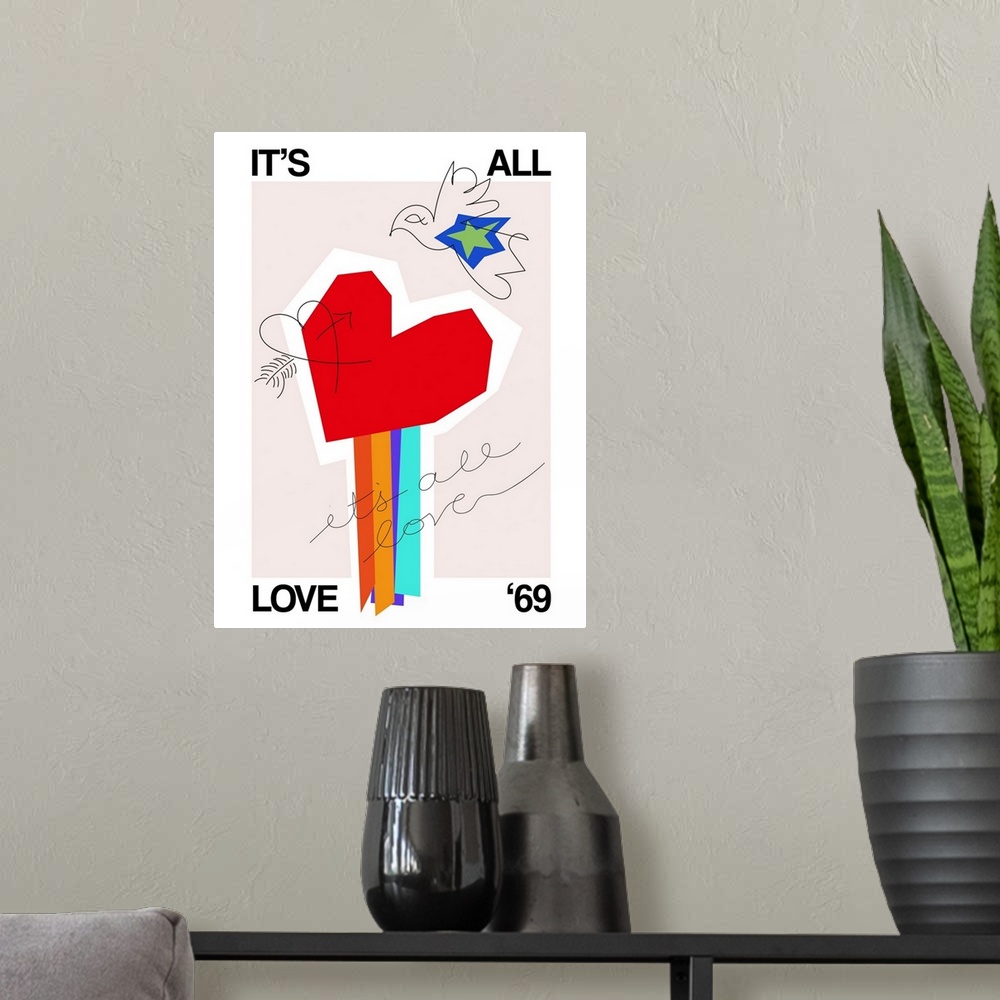 A modern room featuring It's All Love '69 Heart Greige