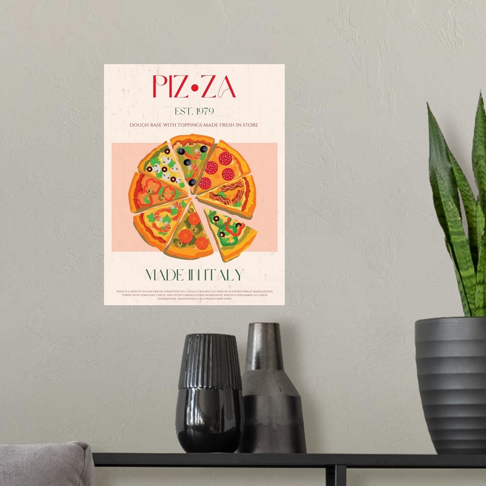 A modern room featuring Pizza