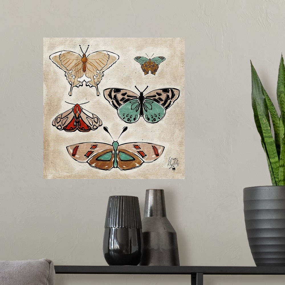 A modern room featuring Vintage Butterflies