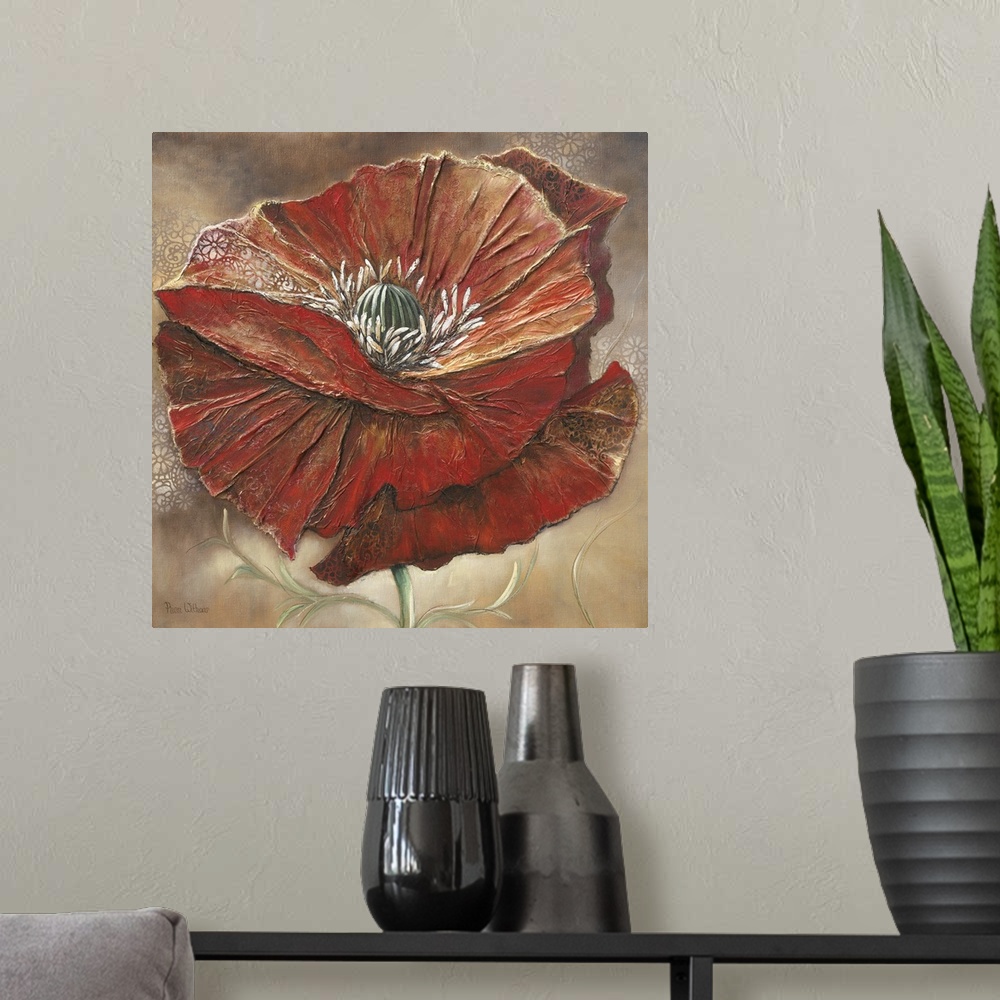 A modern room featuring Red Flower I