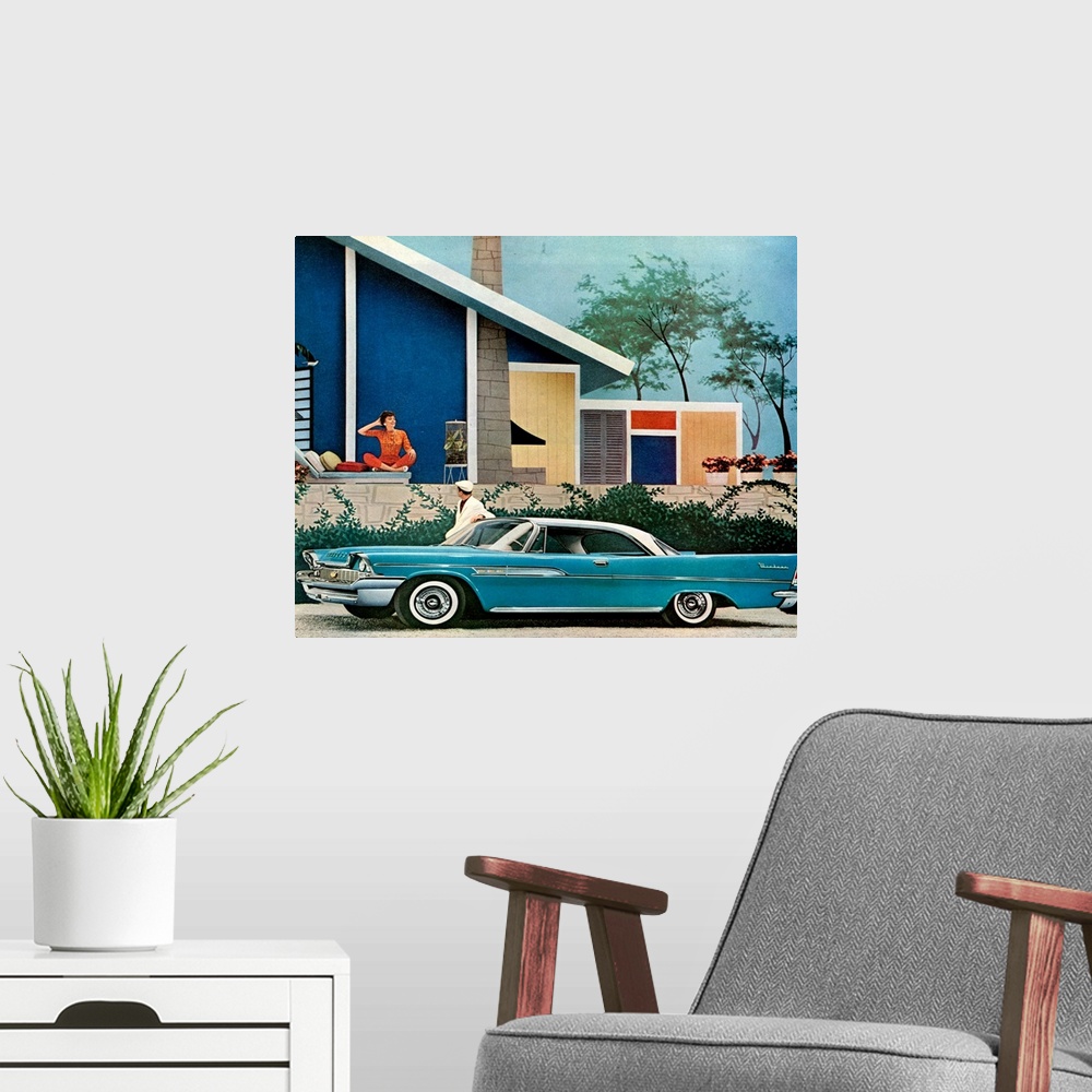 A modern room featuring 1950s USA Chrysler Magazine Advert (detail)