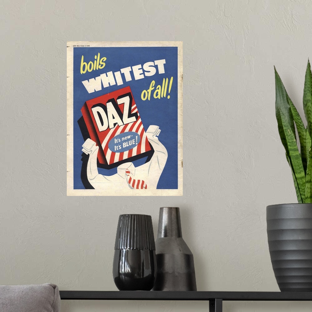 A modern room featuring Daz.1950s.UK.washing powder products detergent...