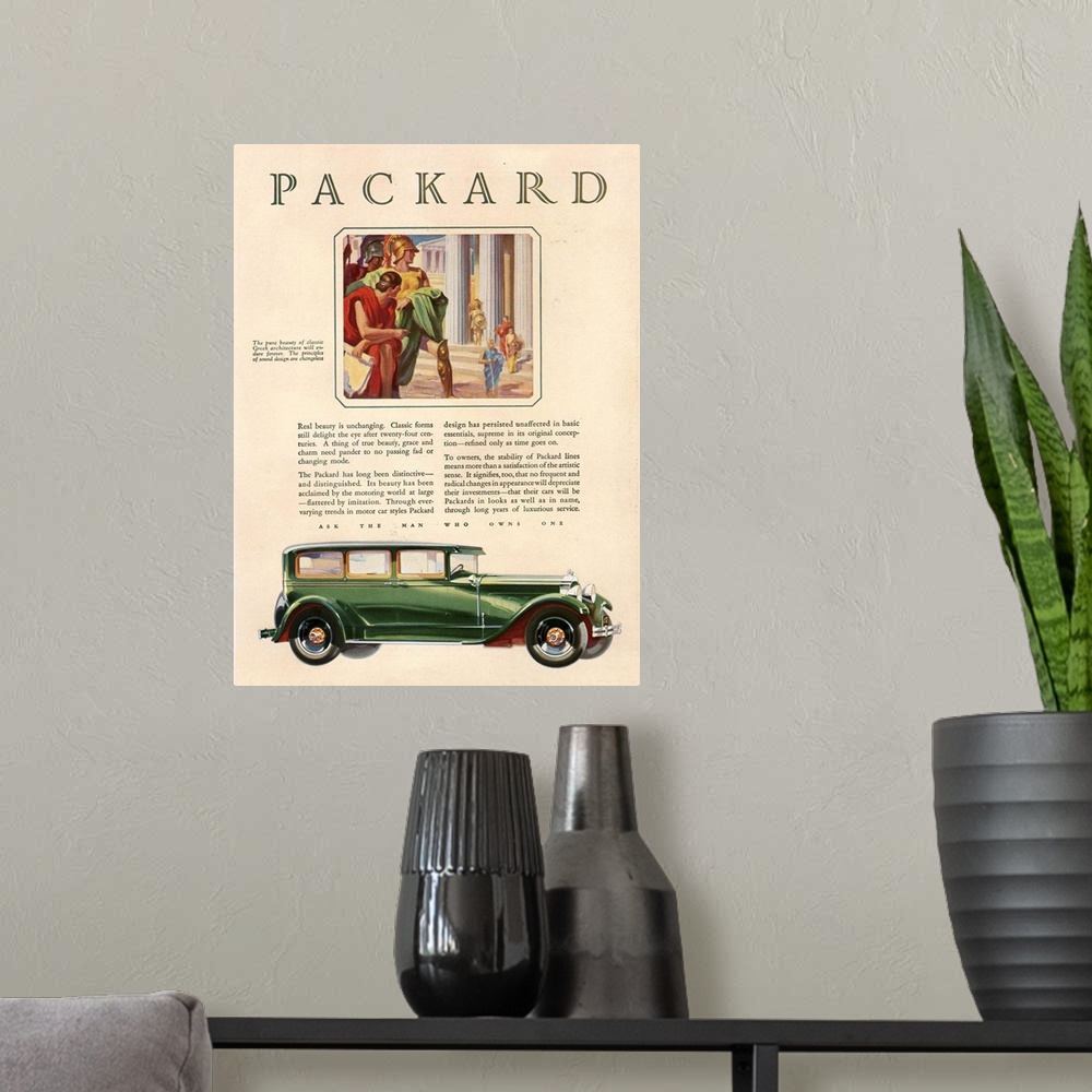A modern room featuring Packard Automobile Advertisement