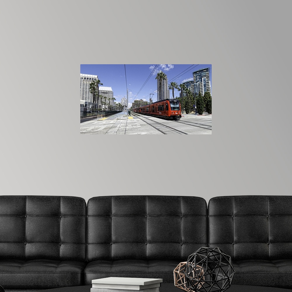 A modern room featuring Red Trolley in Downtown San Diego, California, USA
