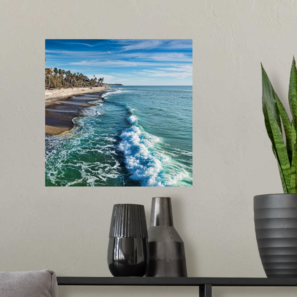 A modern room featuring Waves near San Clemente beach, San Clemente, California, USA.