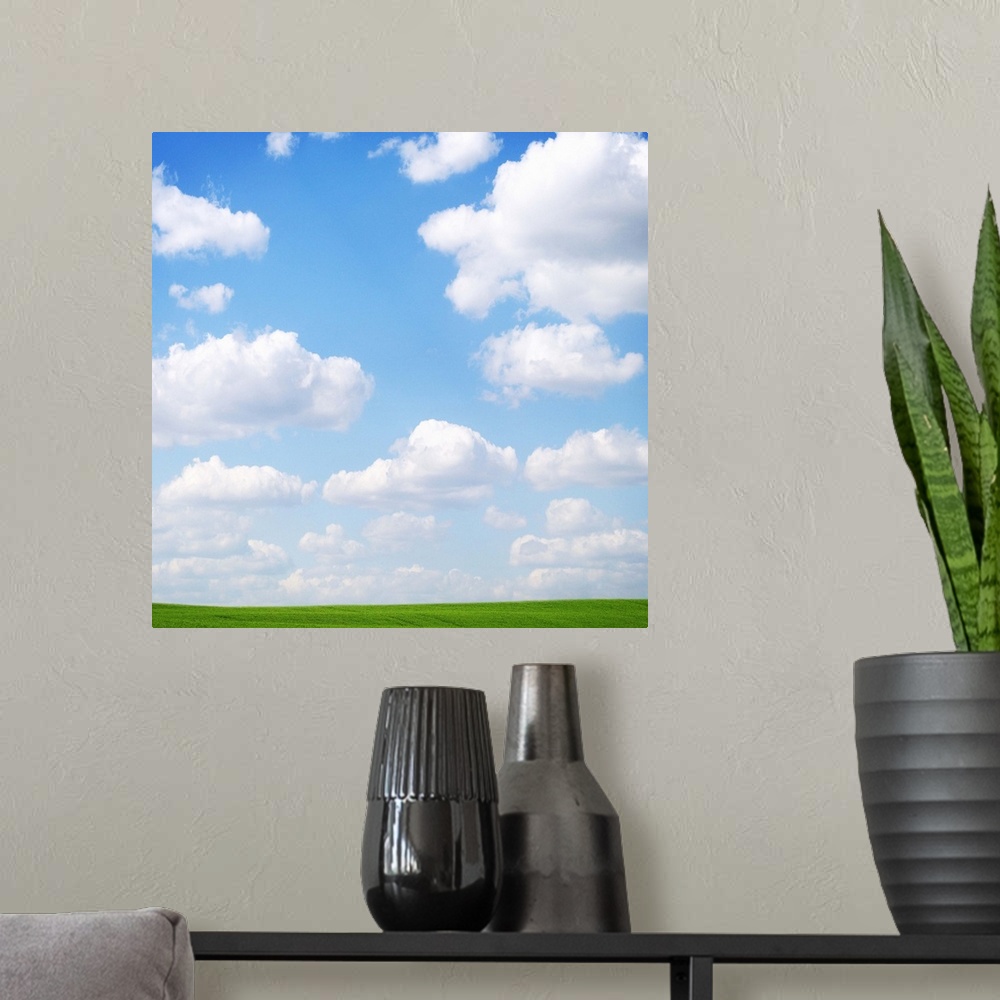 A modern room featuring Clouds In The Sky