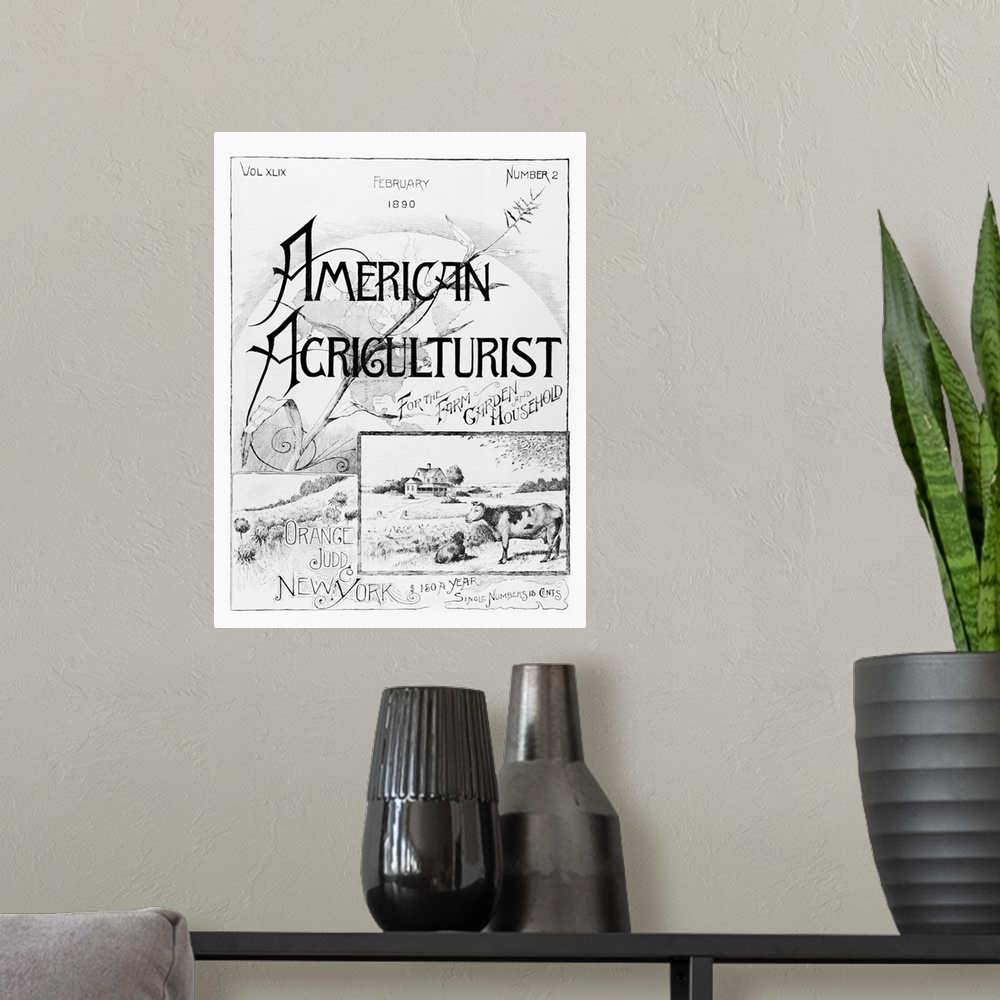A modern room featuring Historic American Agriculturist advertisement from late 19th century