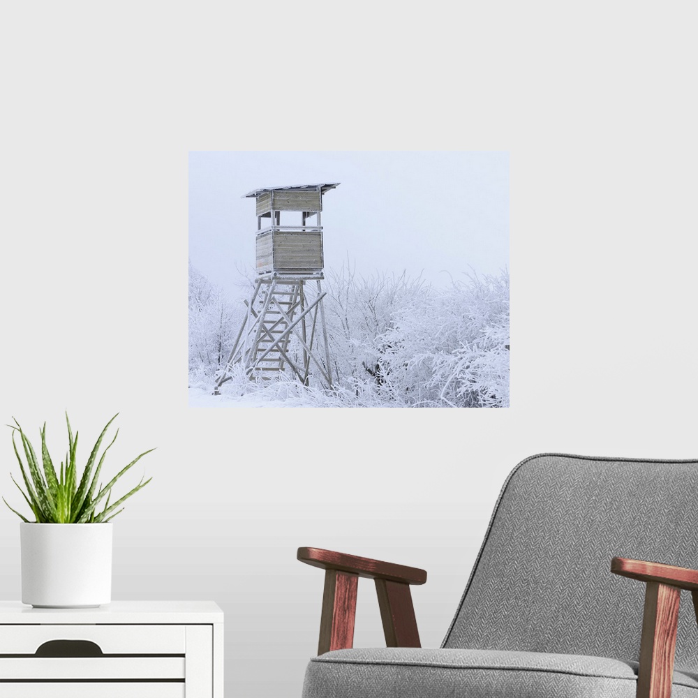 A modern room featuring Observation Tower in Winter, Mathesberg, Rhon, Hesse, Germany