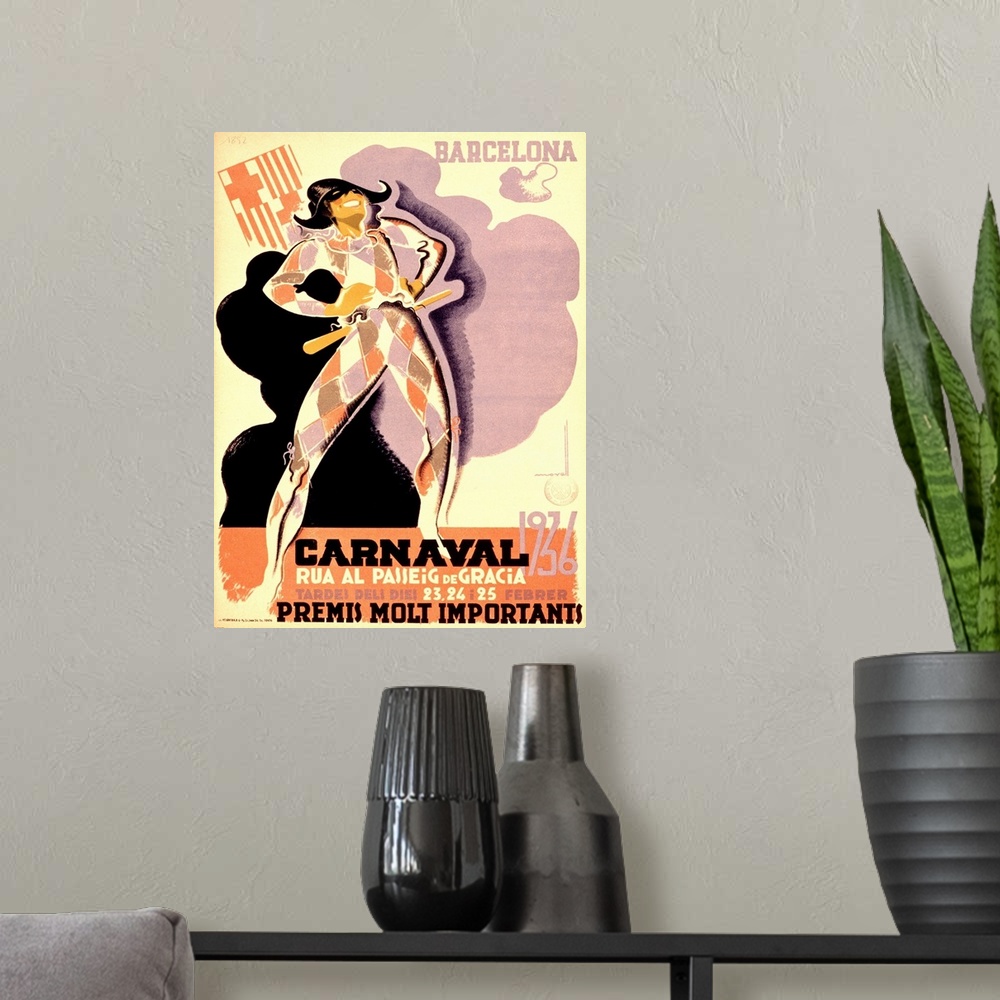 A modern room featuring Spanish Vintage Poster, Barcelona
