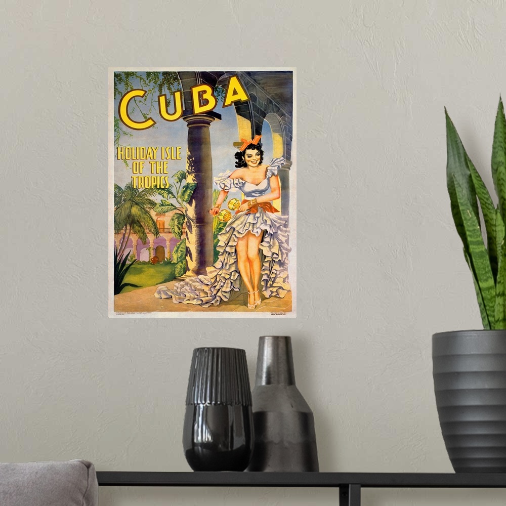 A modern room featuring Cuba, Holiday Isle of the Tropics, Vintage Poster
