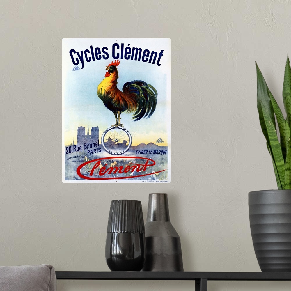 A modern room featuring Cycles, Clement, Exiger La Marque, Vintage Poster