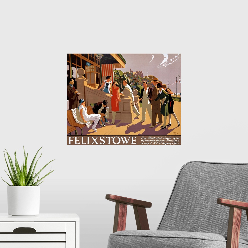 A modern room featuring Vintage Travel Poster