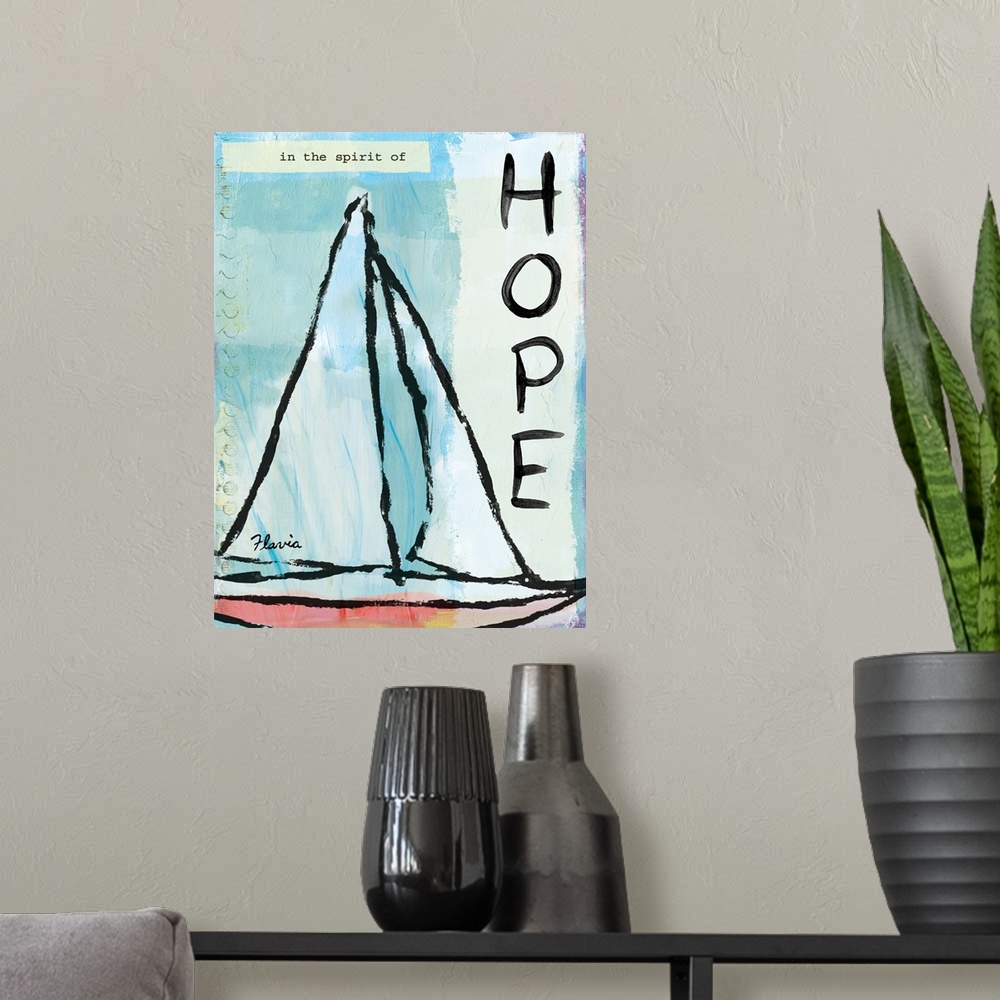 A modern room featuring Hope Inspirational Print