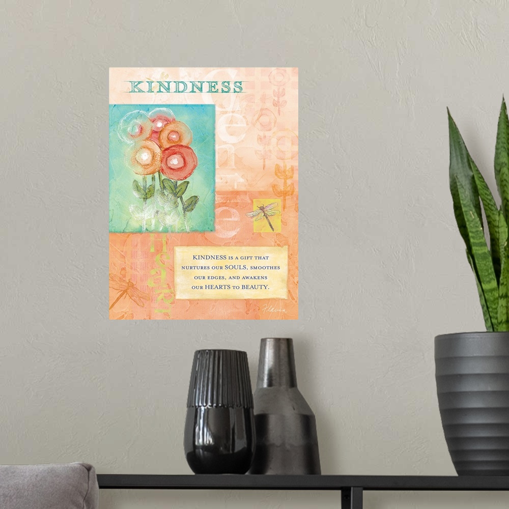 A modern room featuring Kindness Inspirational Print